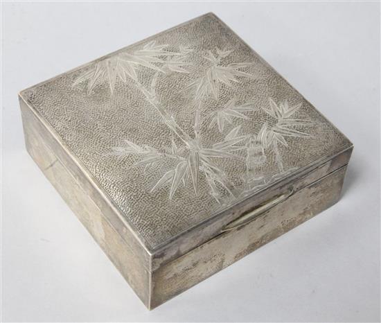 A Wai Kee of Hong Kong 1960s sterling silver cigarette box, presented to E.P. Wilmot-Morgan, OBE, JP, 10.7cm.